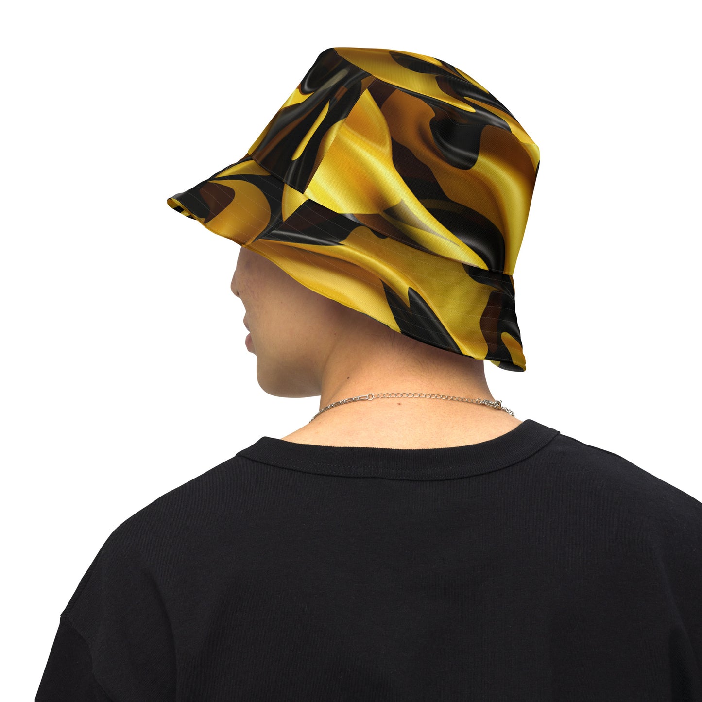Black & Gold Satin Reversible bucket hat