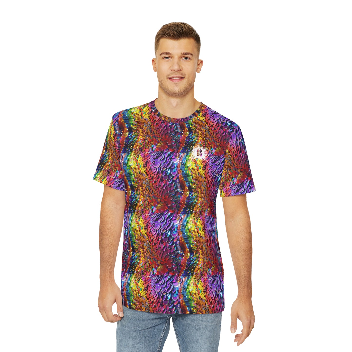 Colorful Sequins Men's Polyester Tee