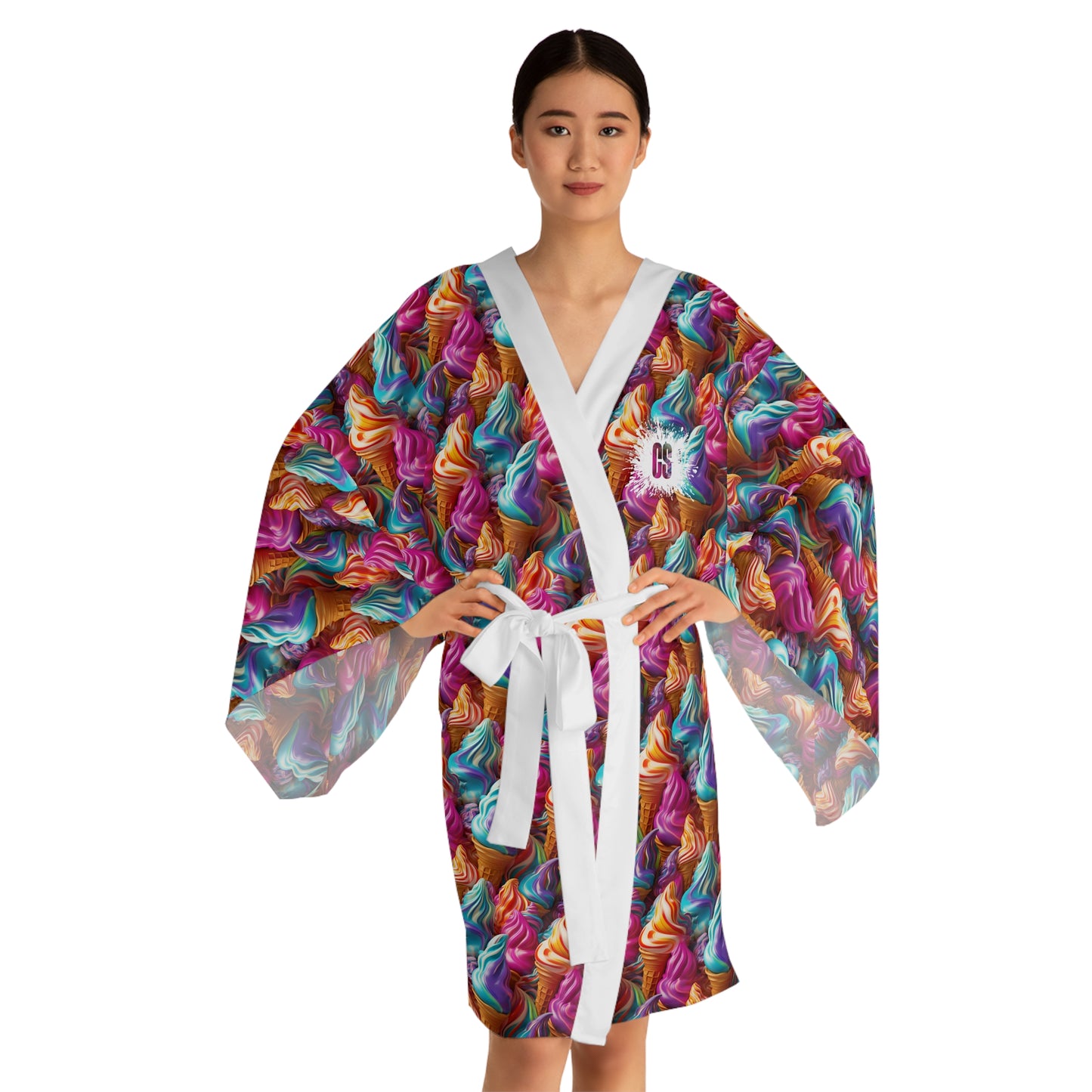 Ice Cream Cone Fantasy Long Sleeve Kimono Robe