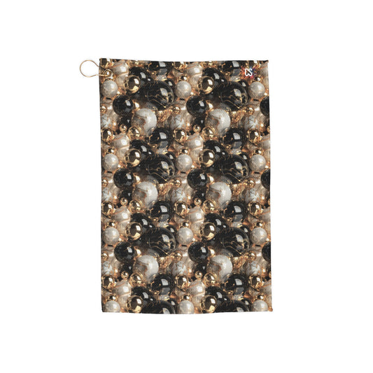 Black & Gold Marbles Golf Towels - Elegant Black and Gold Bead Pattern for Golf Enthusiasts