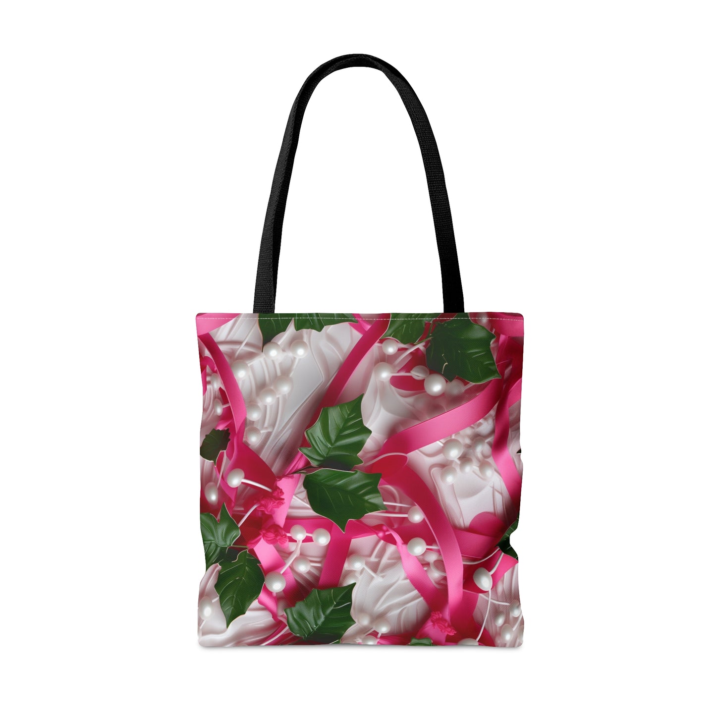 Pink Ribbons, Ivy & Pearls Tote Bag