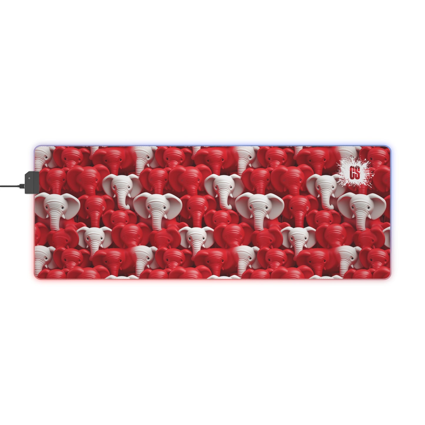 Red & White Elephants LED Gaming Mouse Pad