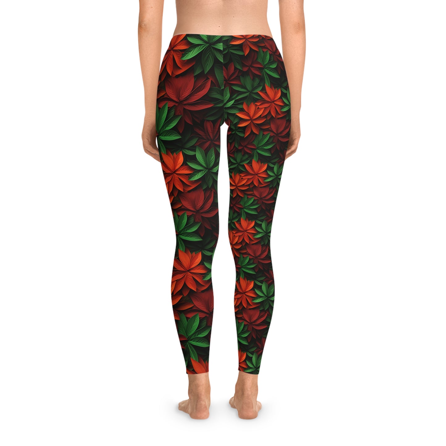 Festive Holiday Leaves Stretchy Leggings