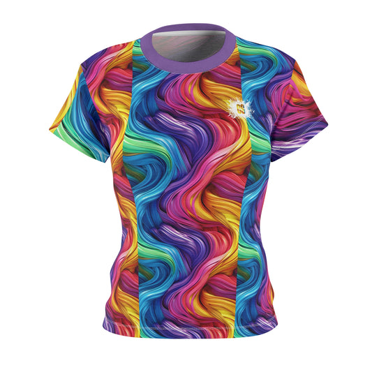 Colorful Paint Swirls Women's Cut & Sew Tee