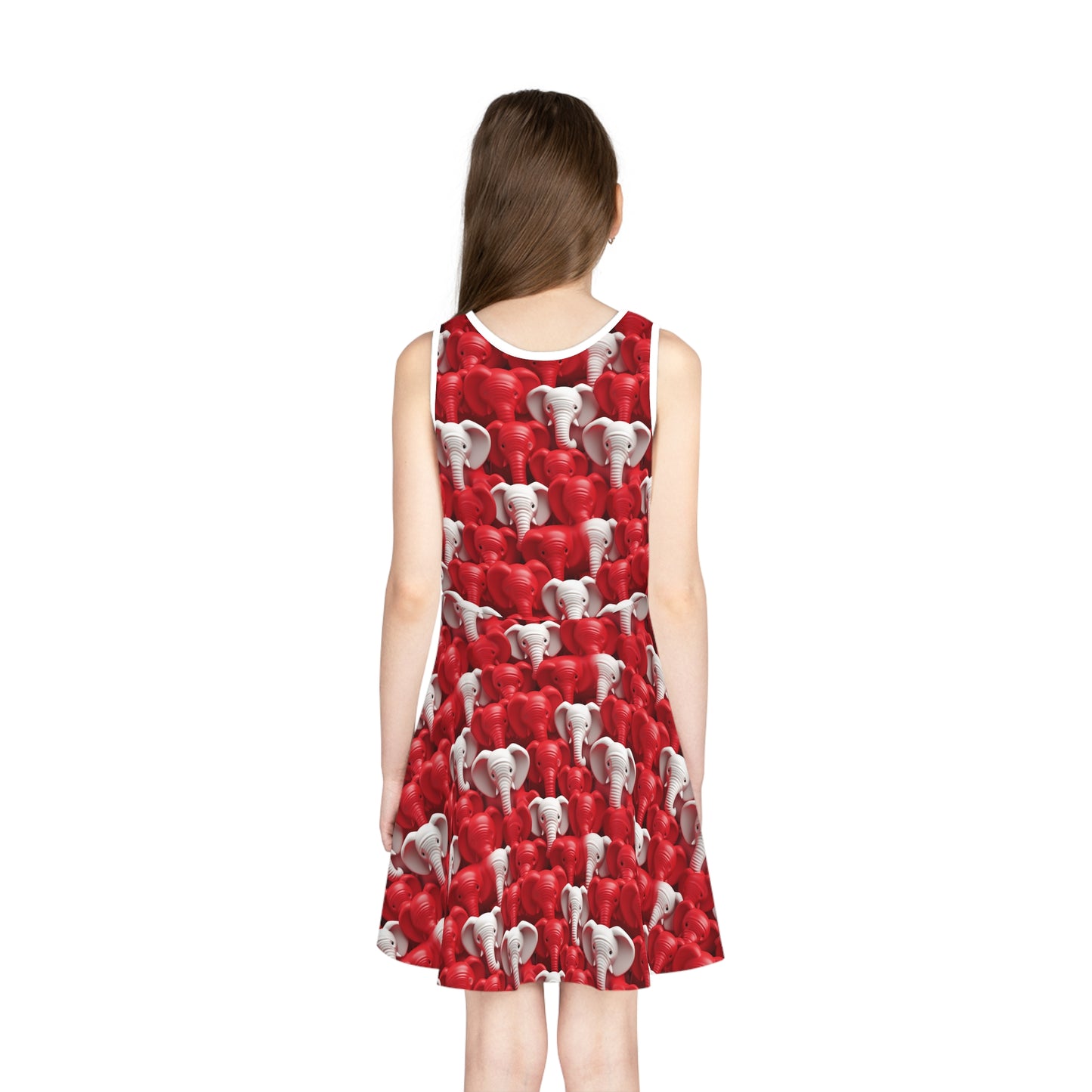 Red & White Elephants Girls' Sleeveless Sundress