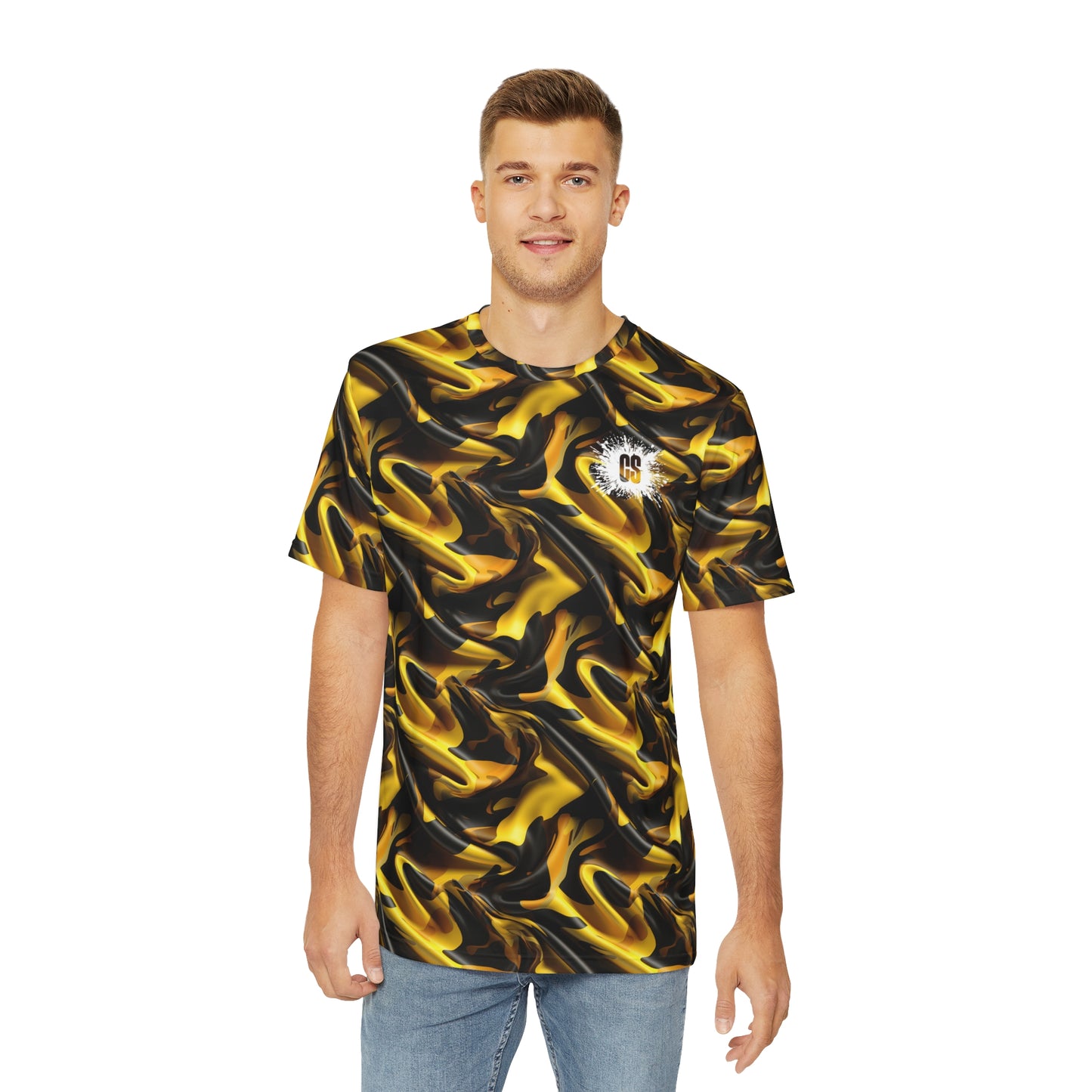 Black & Gold Satin Men's Polyester Tee