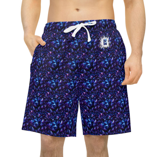 Geometric Purple Athletic Long Shorts