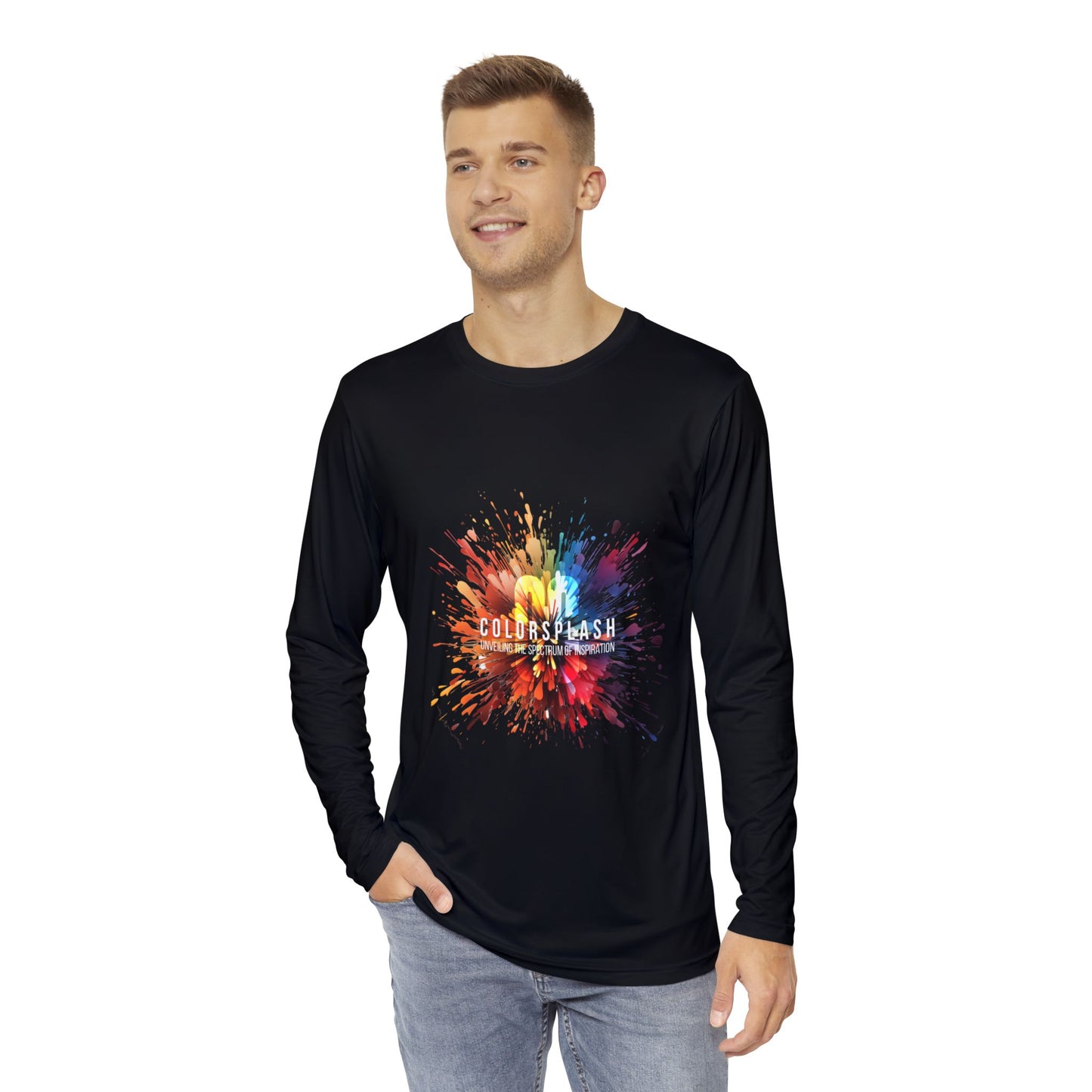 Black Long Sleeve ColorSplash Shirt - Vibrant, Creative Design for Art Lovers