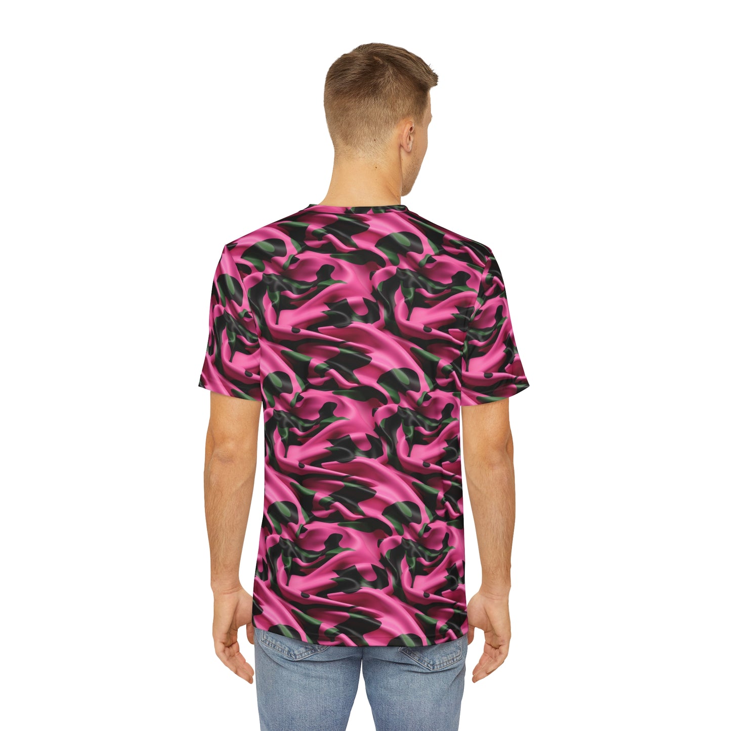 Pink & Green Camo Men's Polyester Tee