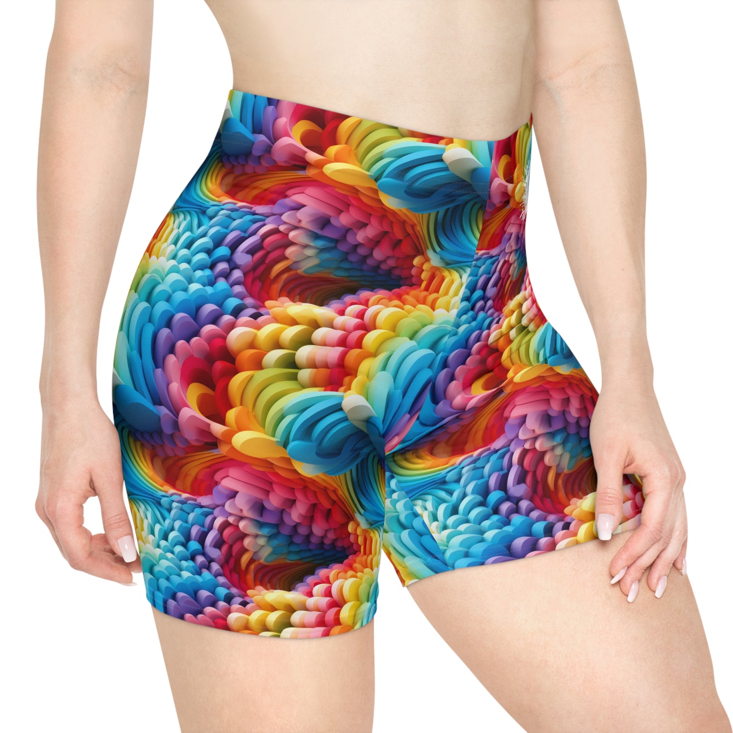 Colorful Foam Rainbow Women's Biker Shorts