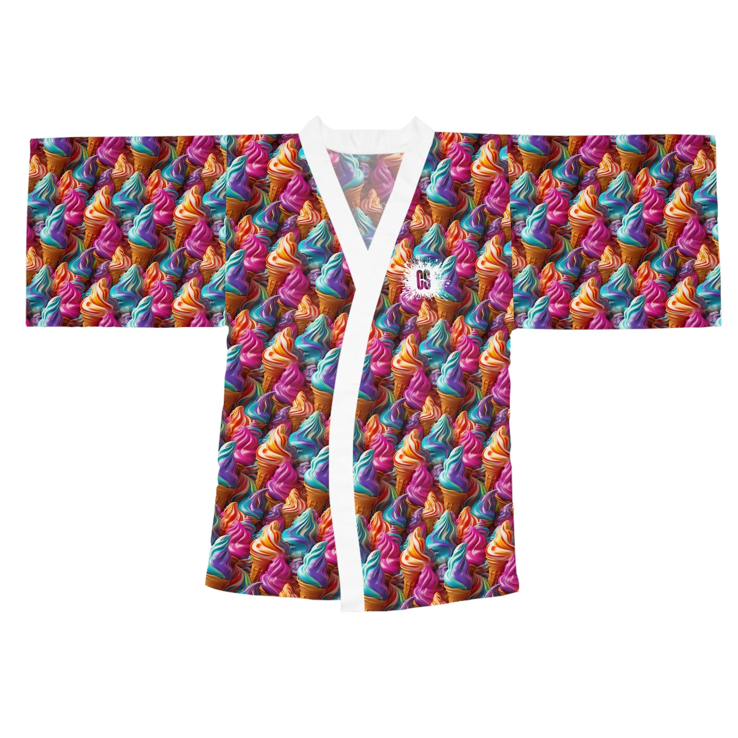 Ice Cream Cone Fantasy Long Sleeve Kimono Robe