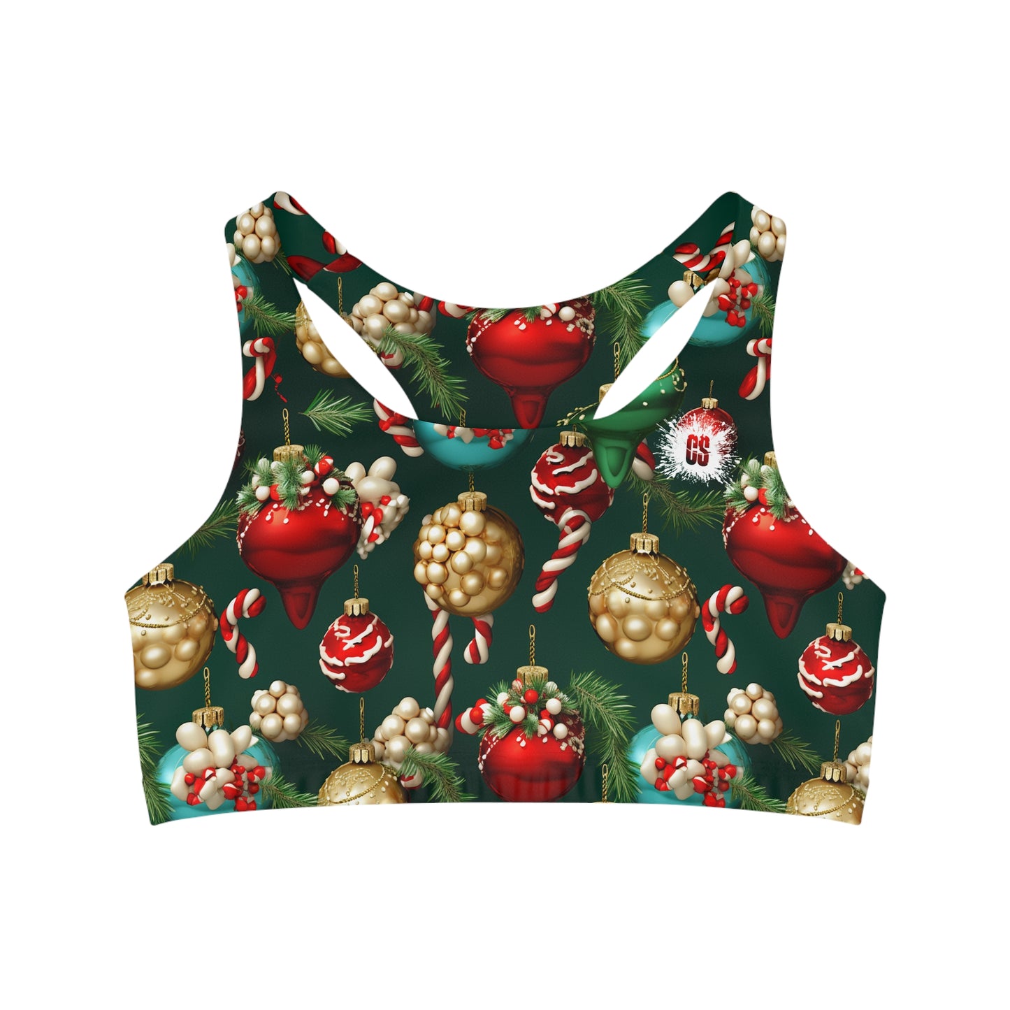 Christmas Ornaments Seamless Sports Bra