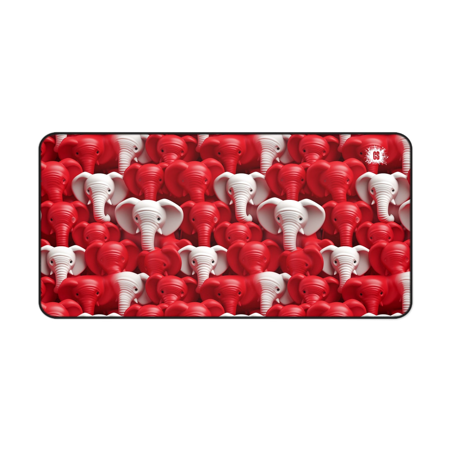 Red & White Elephants Desk Mat