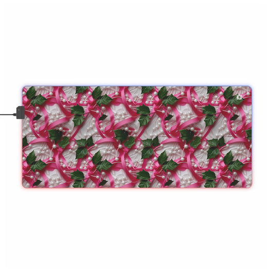 Pink Ribbons, Ivy & Pearls LED Gaming Mouse Pad