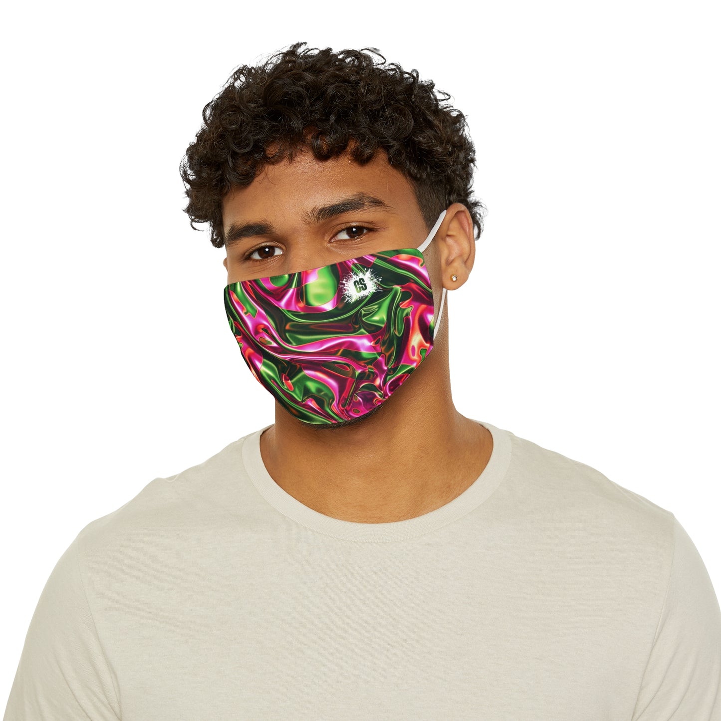 Pink & Green Pearls & Ivy Snug-Fit Polyester Face Mask