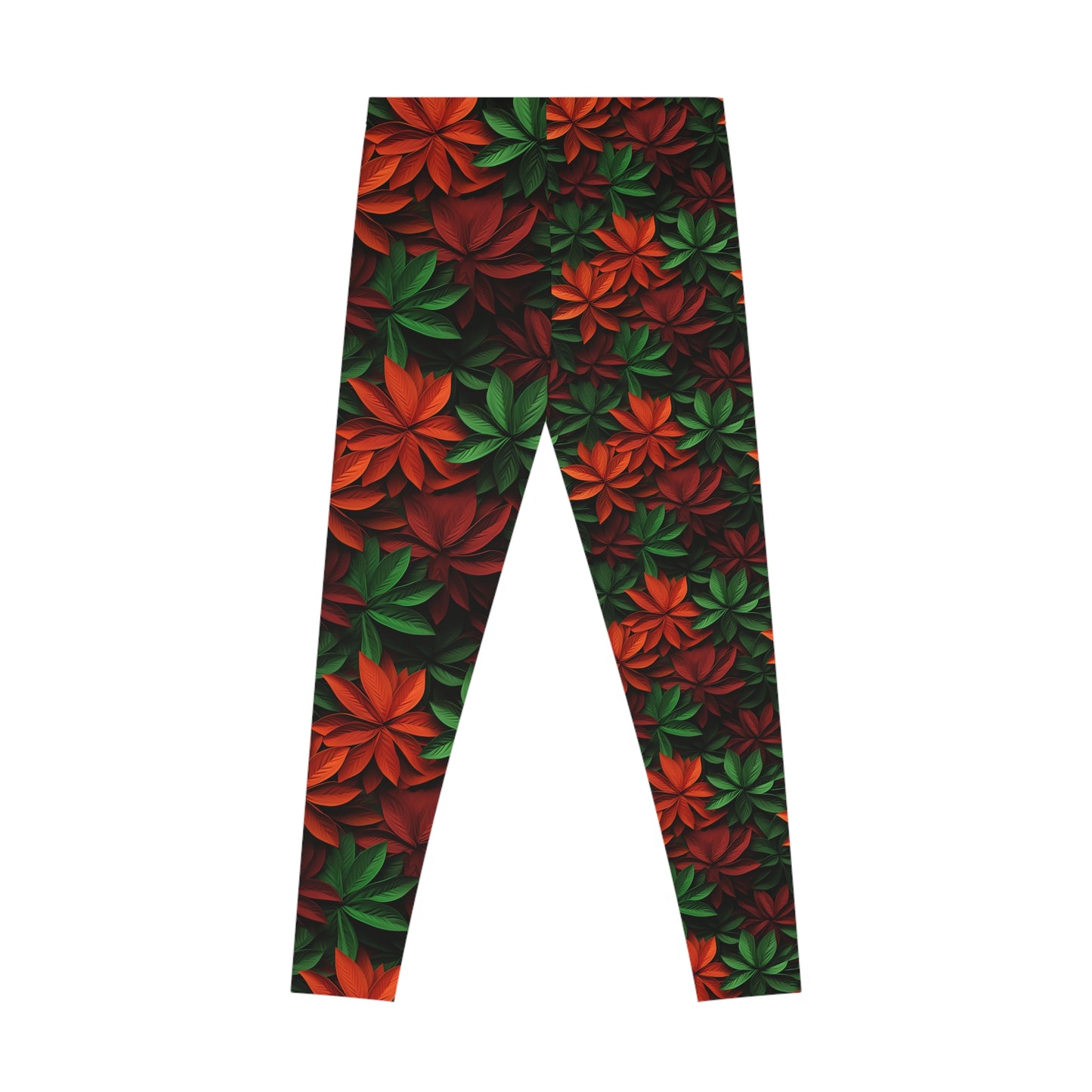 Festive Holiday Leaves Stretchy Leggings