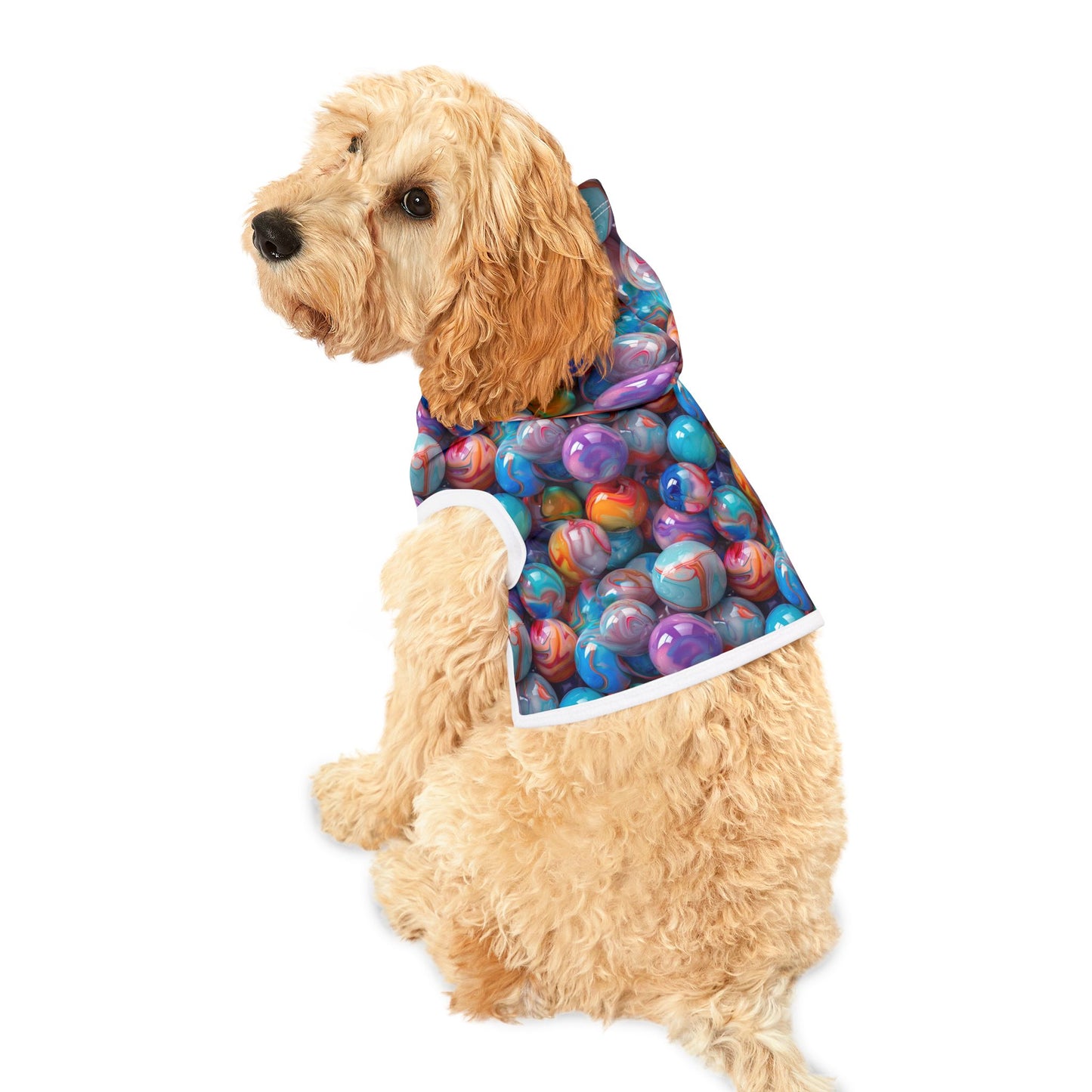 Glossy Colorful Marbles Pet Hoodie