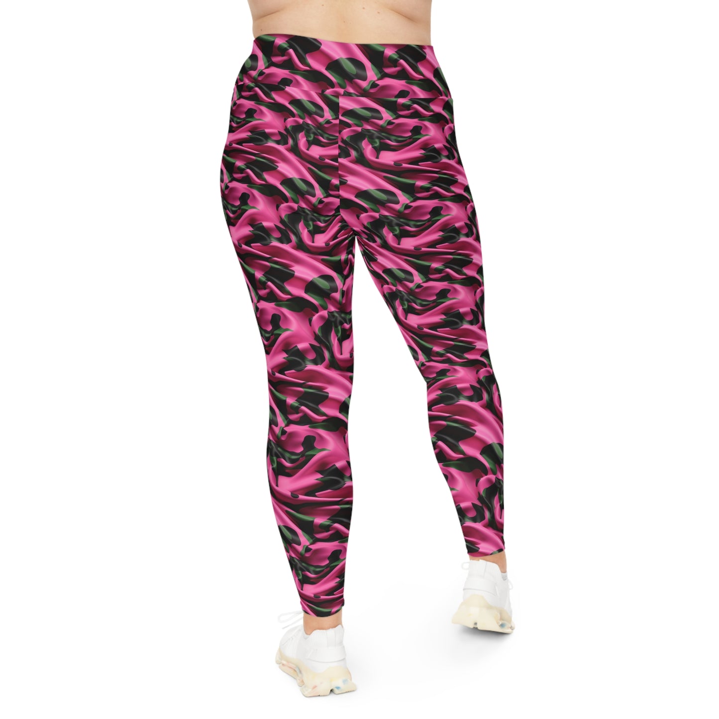 Pink & Green Satin Camo Plus Size Leggings