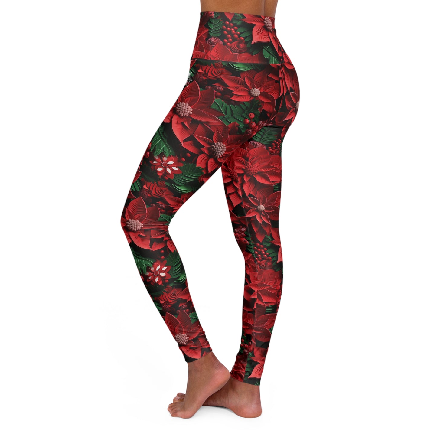 Christmas Leaves High Waisted Yoga Leggings