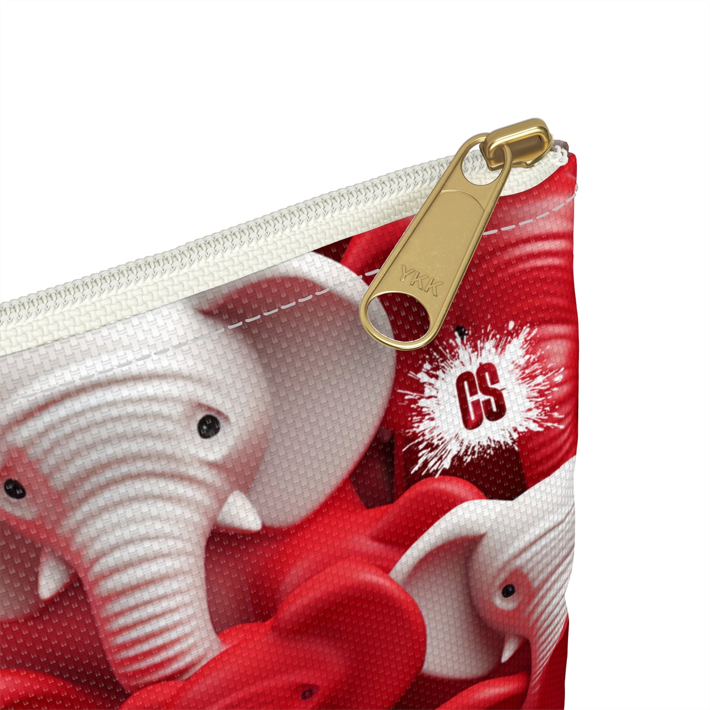 Red & White Elephants Accessory Pouch