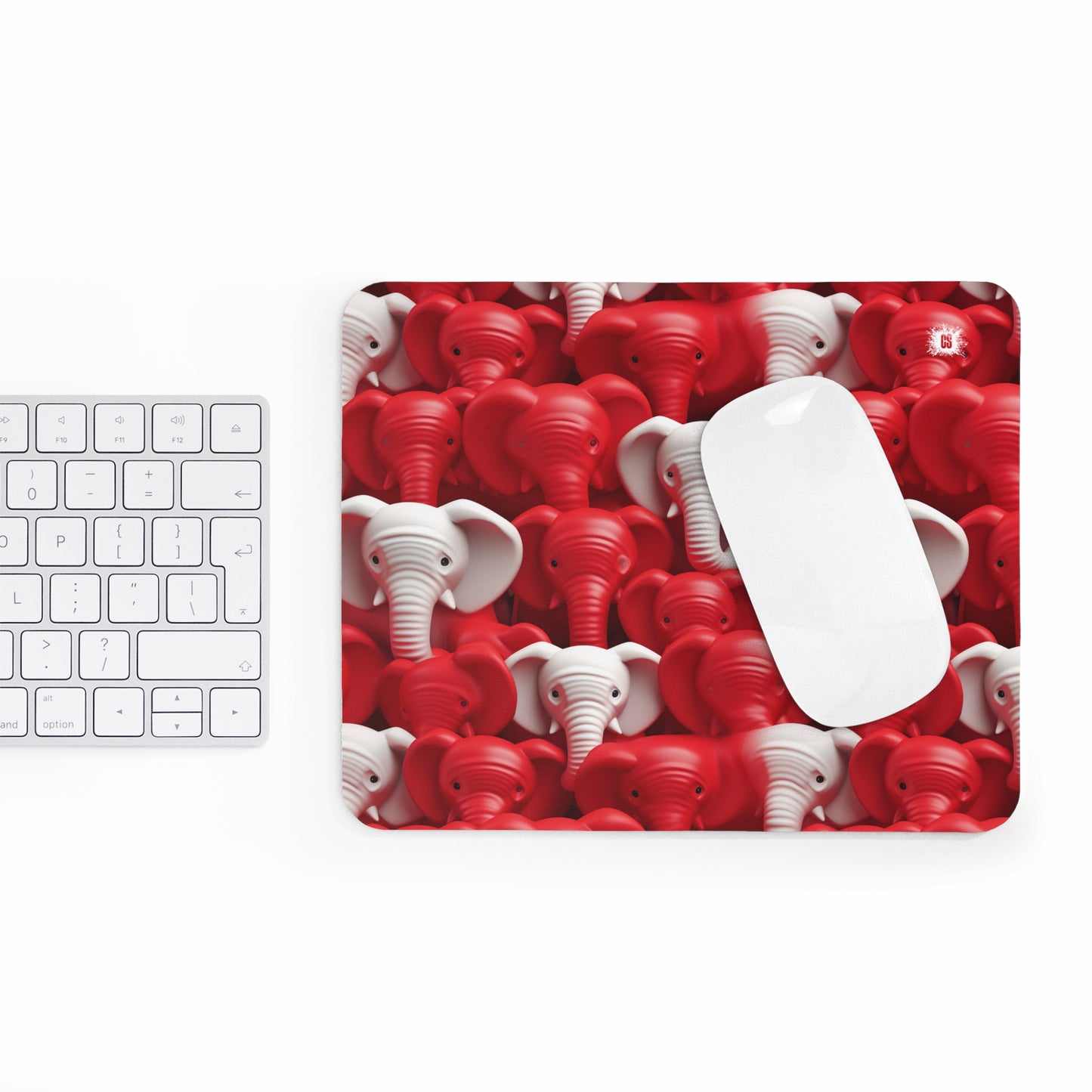 Red & White Elephants Mouse Pad (EU)