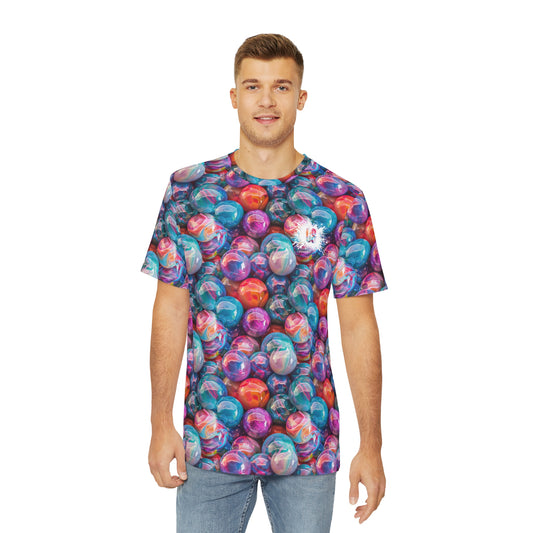 Glossy Colorful Marbles Men's Polyester Tee