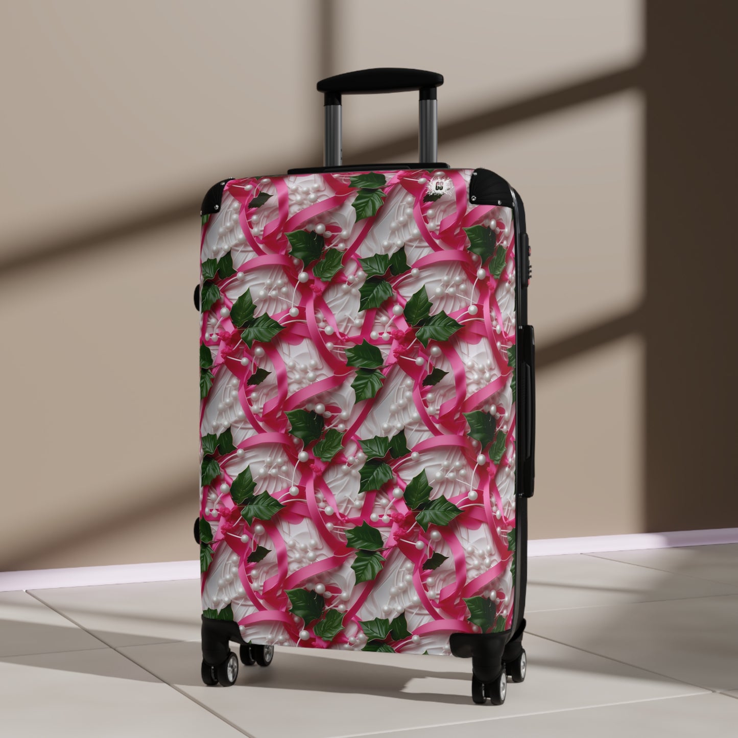 Pink Ribbons, Ivy & Pearls Suitcase