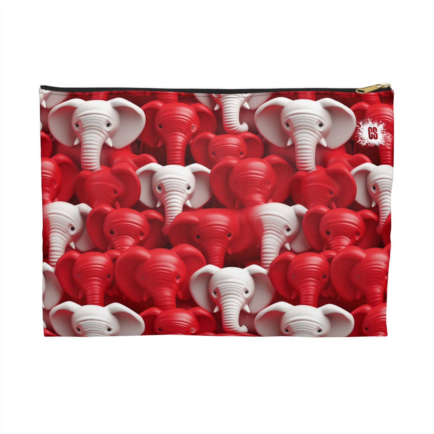 Red & White Elephants Accessory Pouch