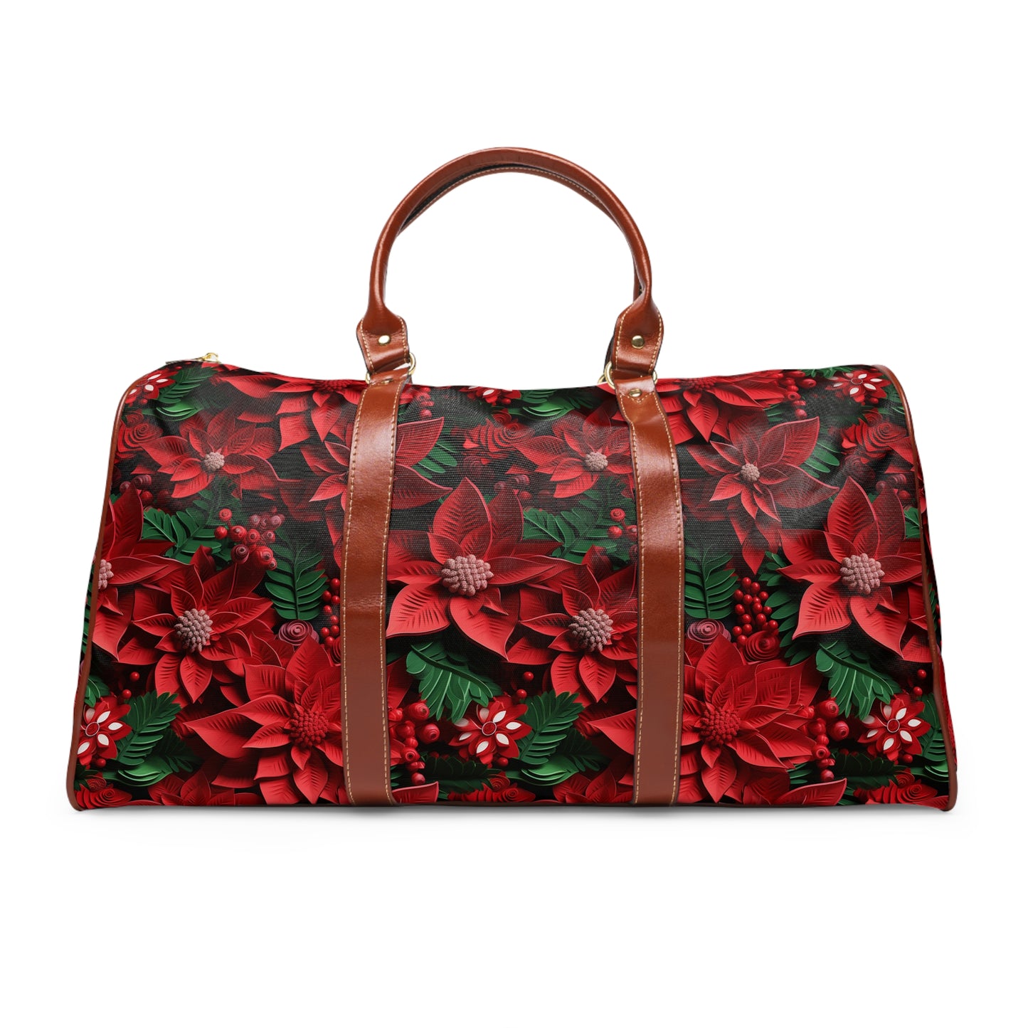 Christmas Leaves Waterproof Travel Bag