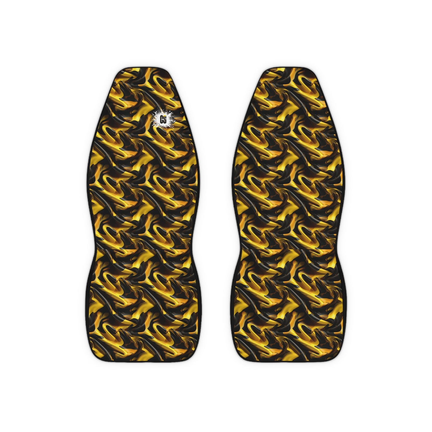 Black & Gold Satin Polyester Car Seat Covers