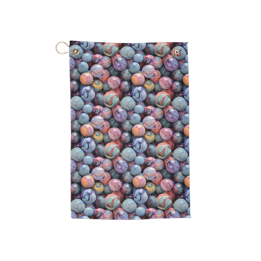 Colorful Shiny Marbles Golf Towel – Fun Marble Design for Golf Enthusiasts