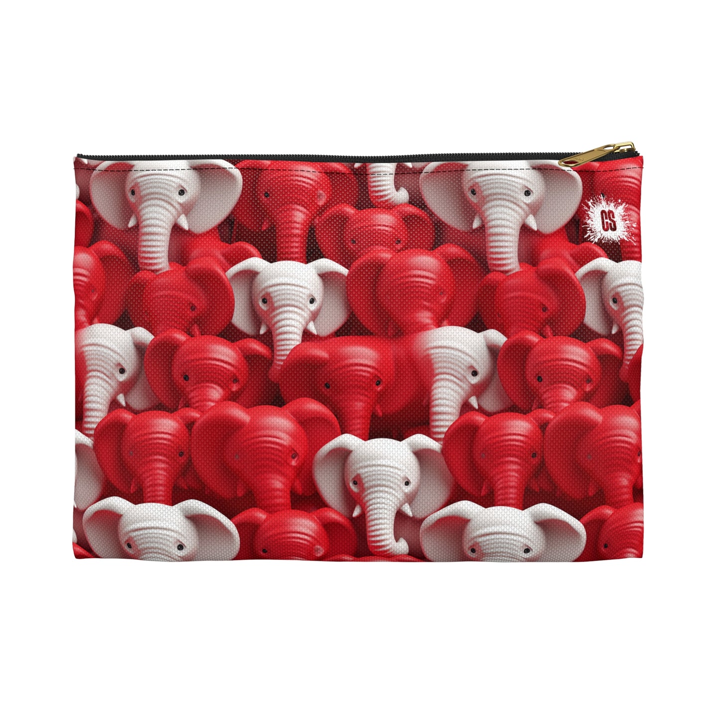 Red & White Elephants Accessory Pouch