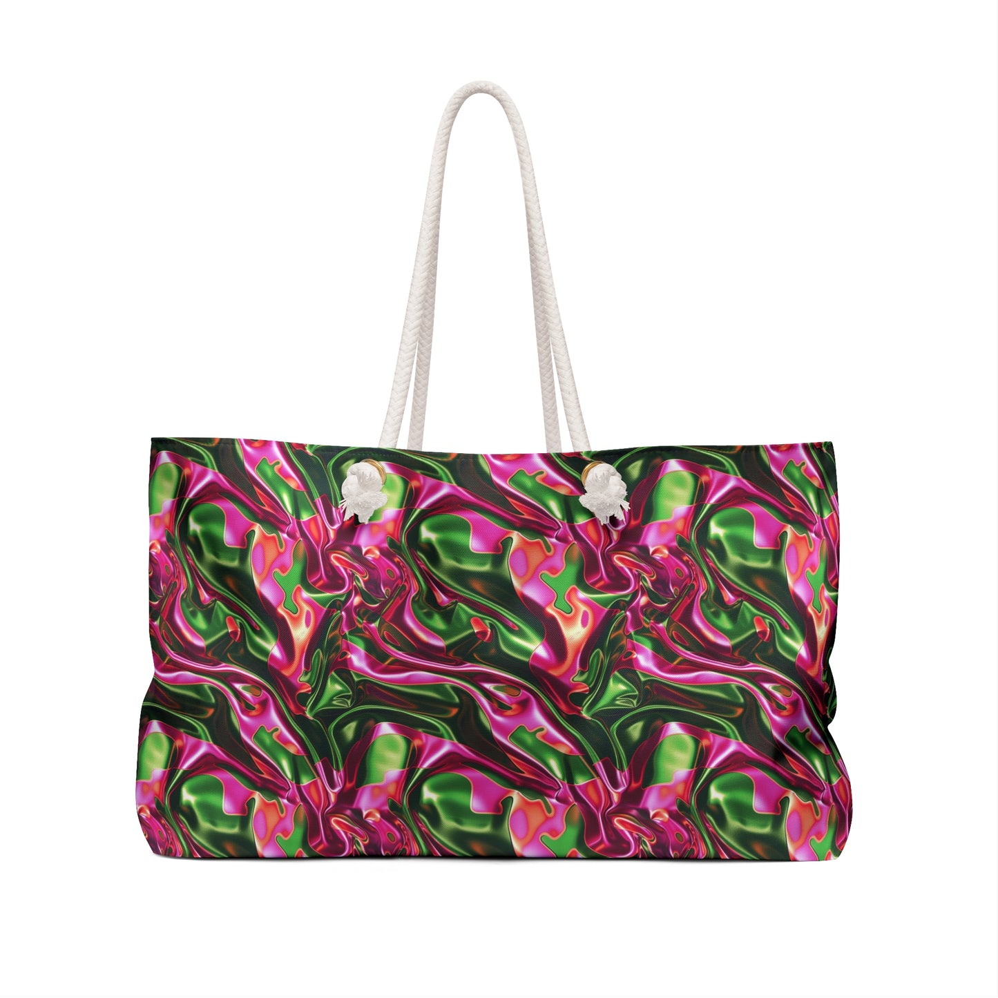 Pink & Green Satin Weekender Bag