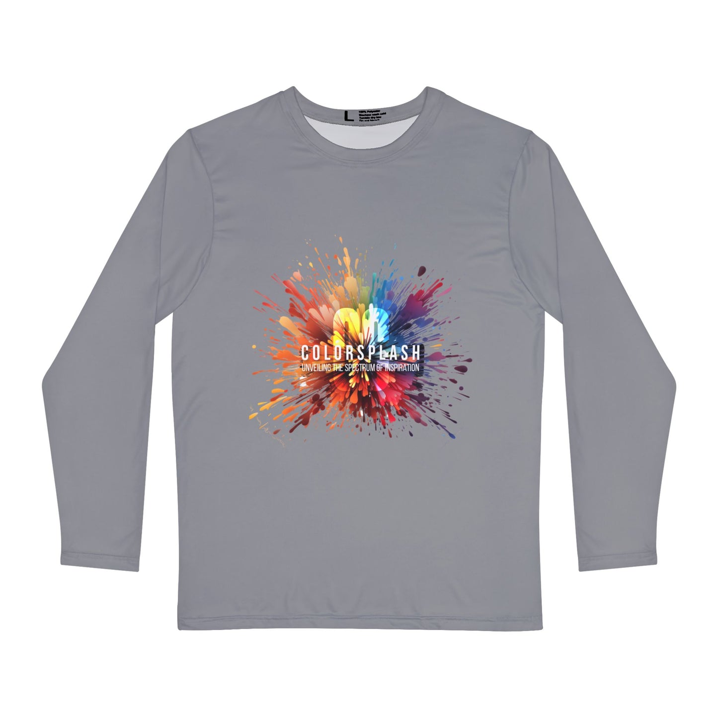 Gray Long Sleeve ColorSplash Shirt - Creative Graphic Tee for Art Lovers