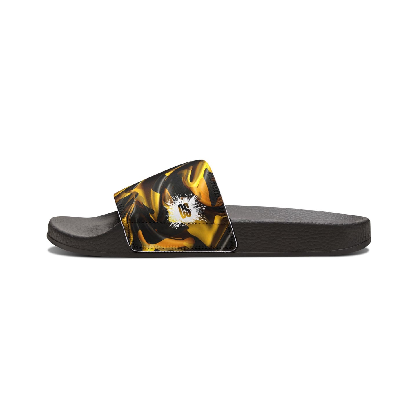 Black & Gold Satin Men's Removable-Strap Sandals