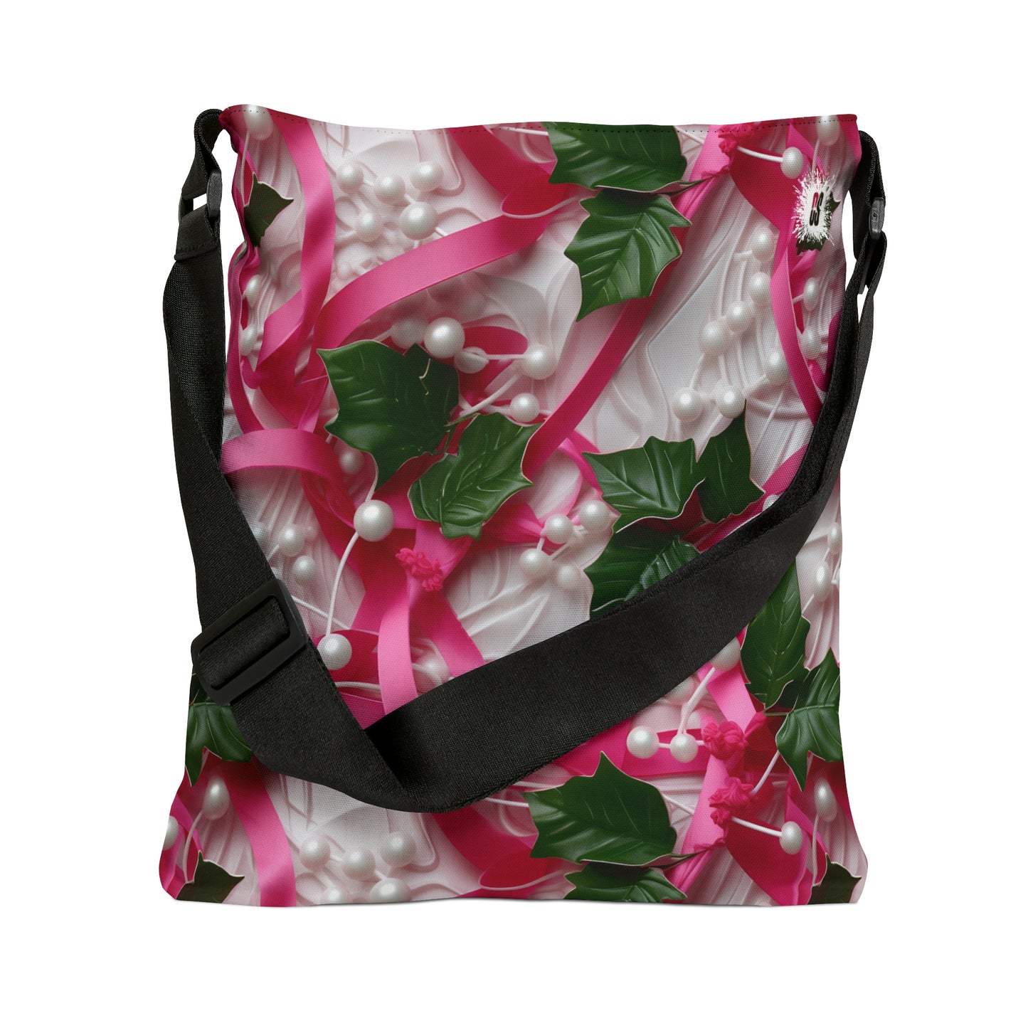 Pink Ribbons, Ivy & Pearls Adjustable Tote Bag