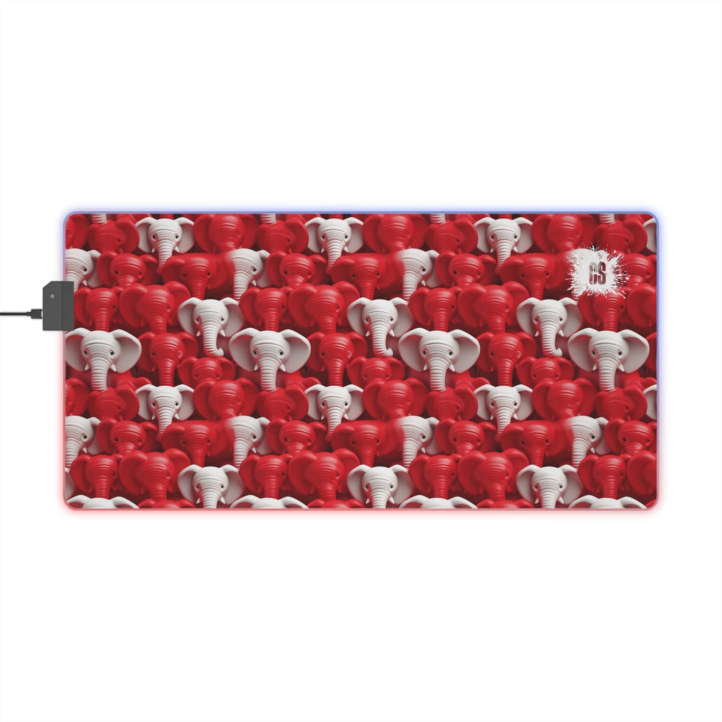 Red & White Elephants LED Gaming Mouse Pad