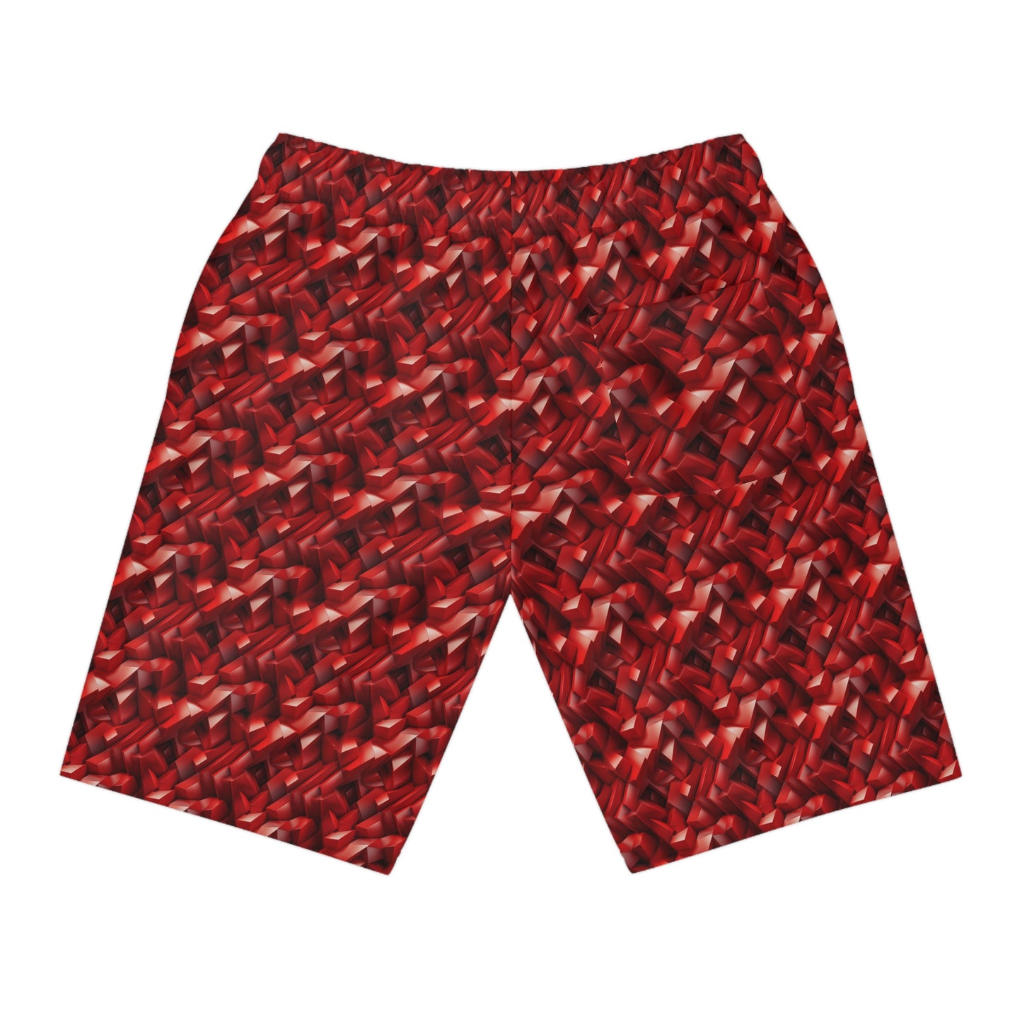 Geometric Crimson Athletic Long Shorts