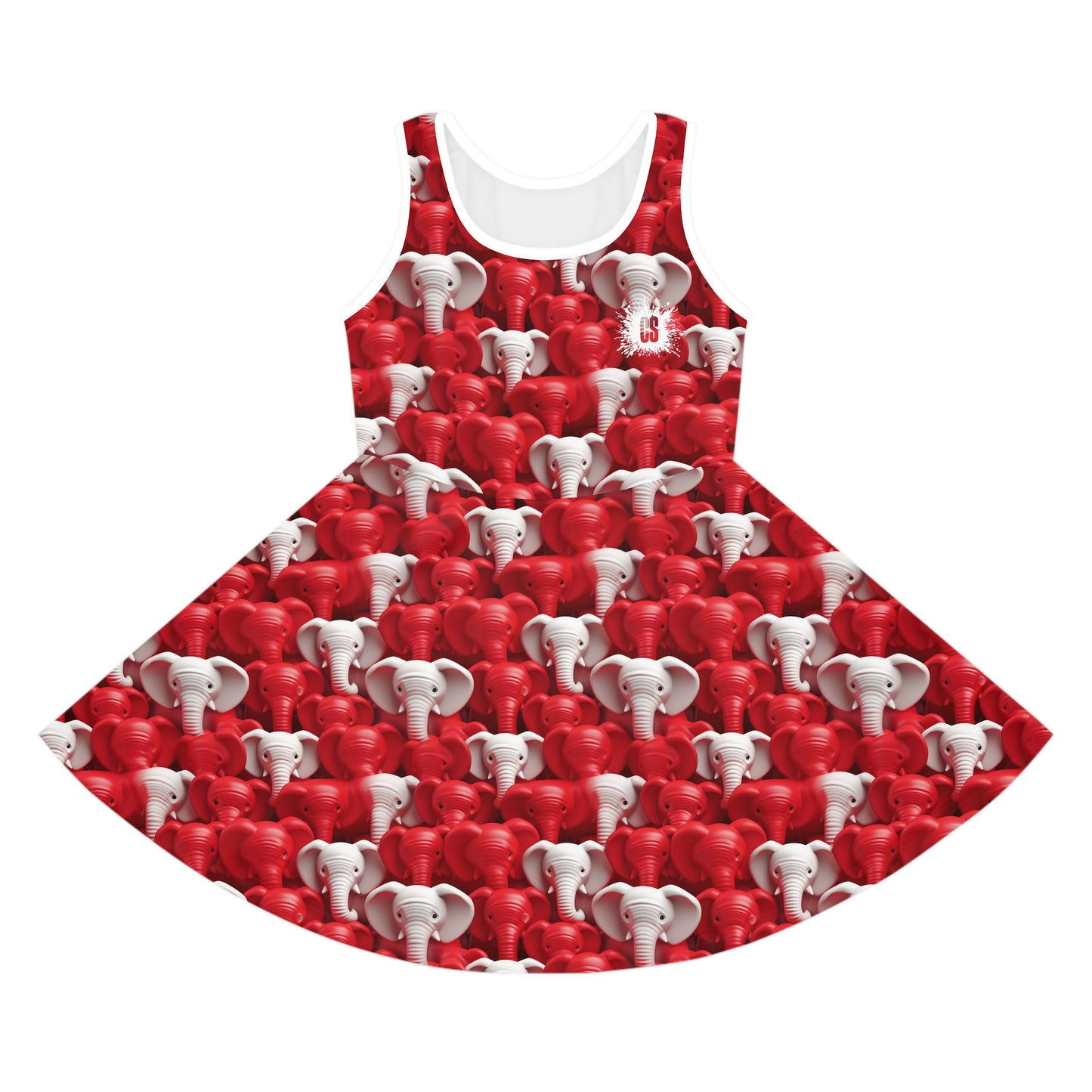 Red & White Elephants Girls' Sleeveless Sundress