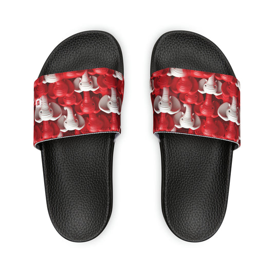 Red & White Elephants Women's PU Slide Sandals