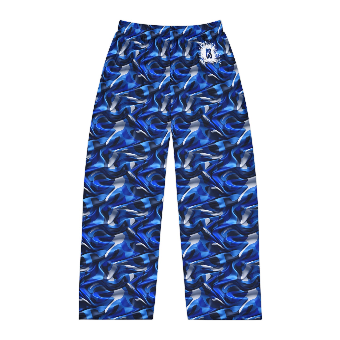 Blue & Grey Satin Camo Men's Pajama Pants