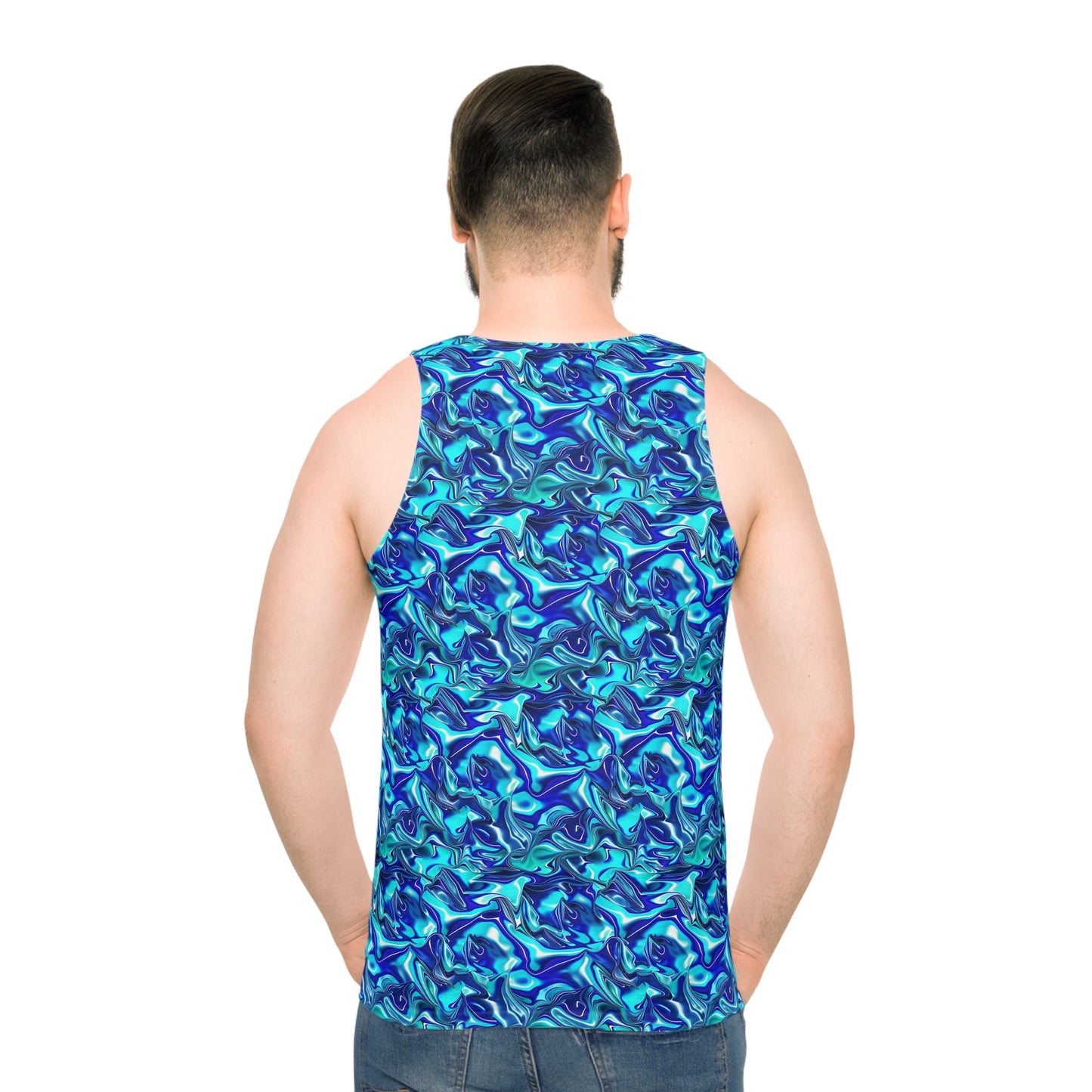 Oceanic Blue Satin Unisex Tank Top