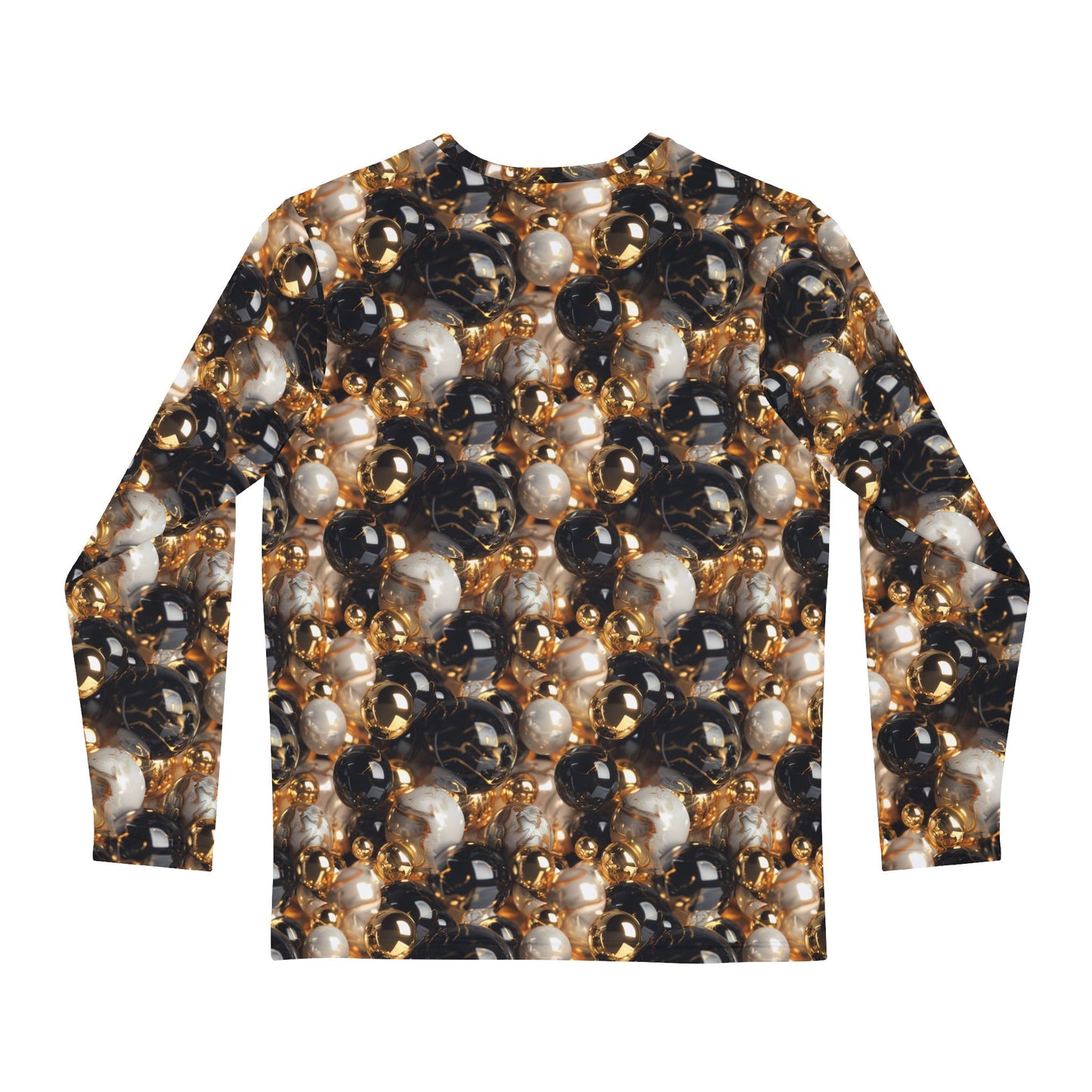 Black & Gold Marbles Men's Long Sleeve Shirt