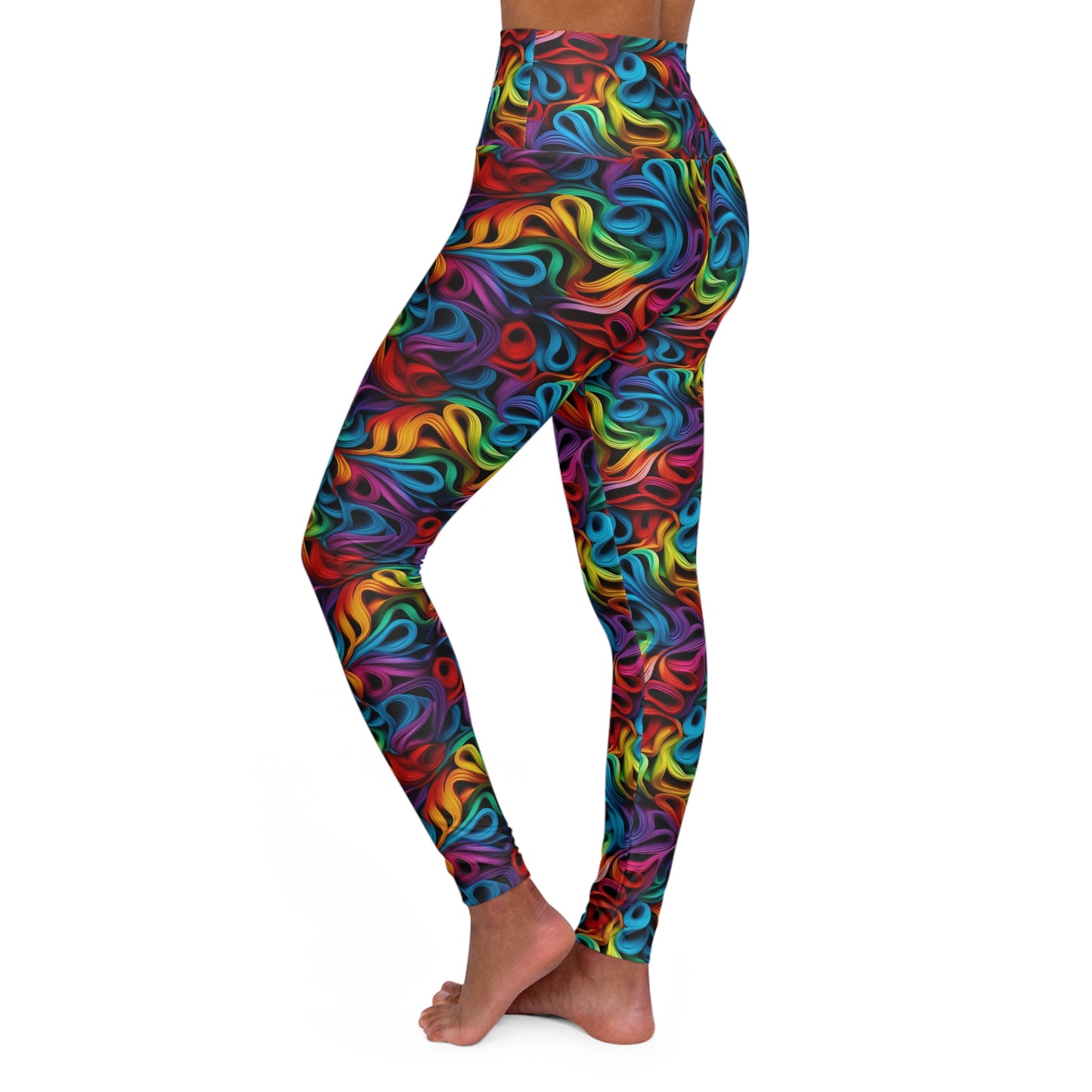 Rubber Band Rainbow High Waisted Yoga Leggings