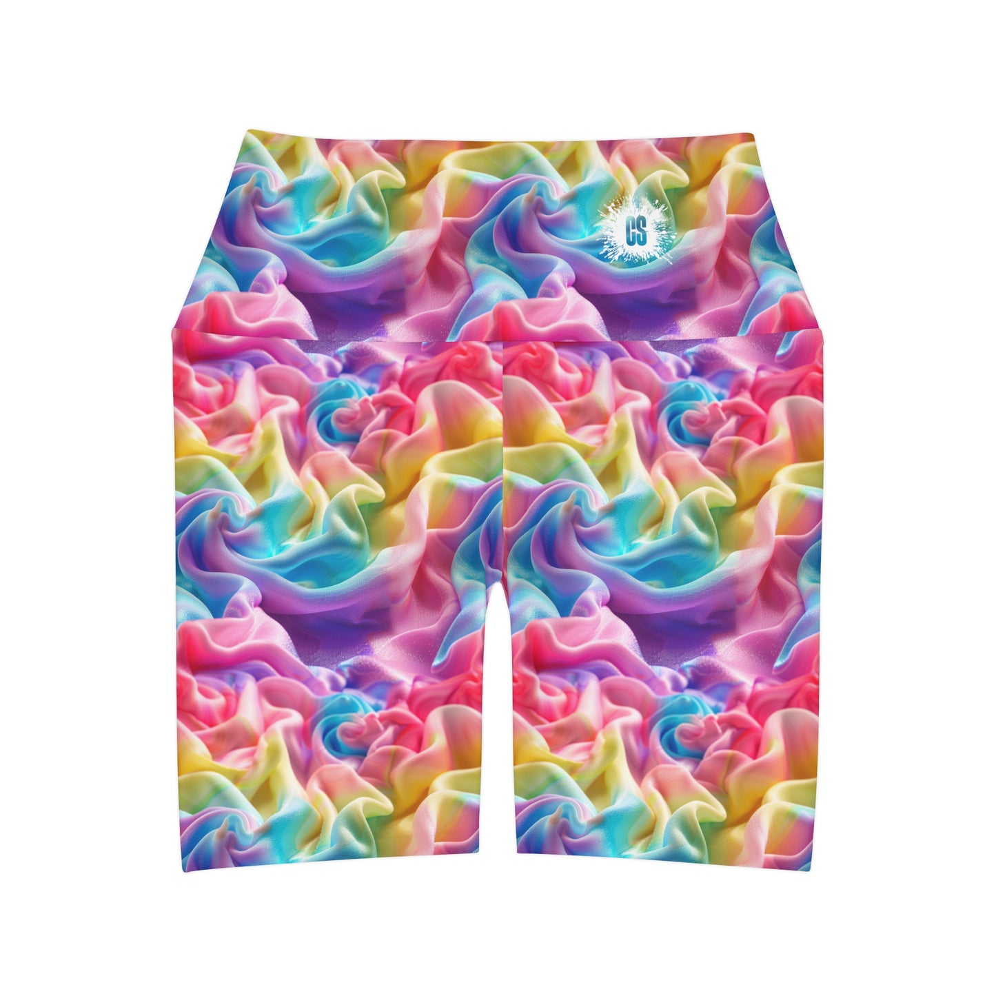 Cotton Candy Clouds High Waisted Yoga Shorts (AOP)