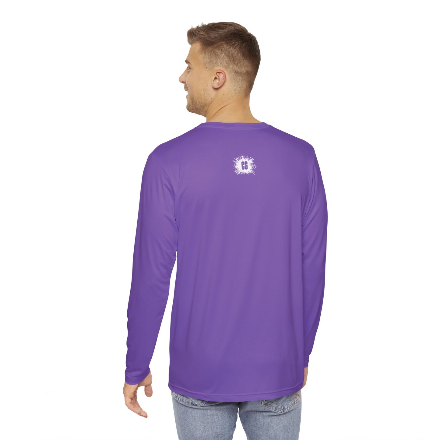 Vibrant Purple ColorSplash Long Sleeve Shirt for Creative Souls