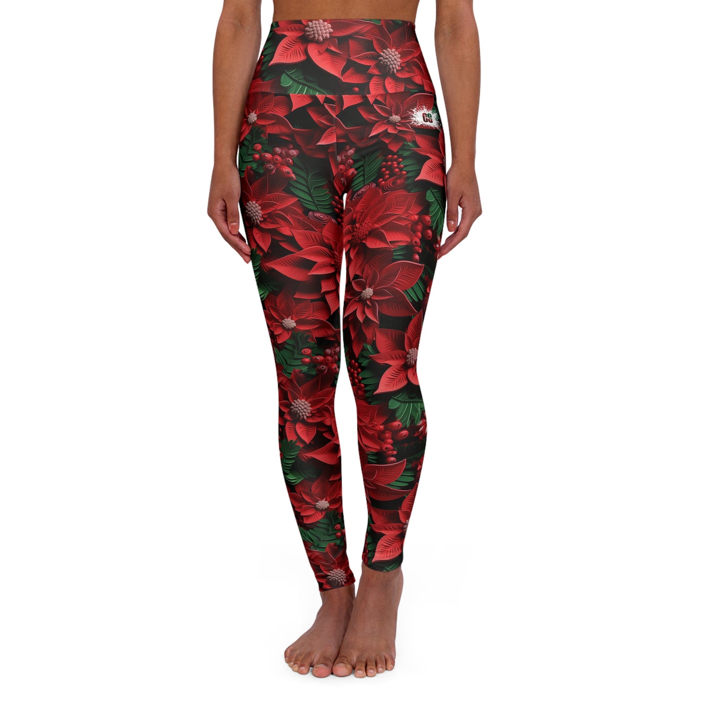 Christmas Leaves High Waisted Yoga Leggings