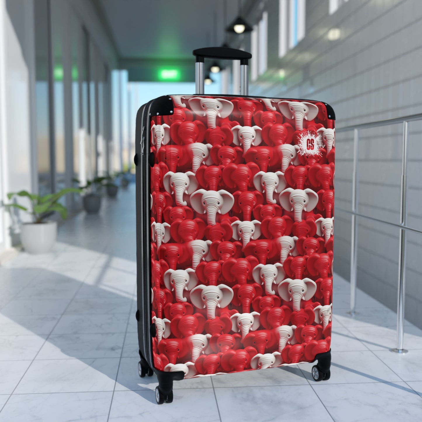 Red & White Elephants Suitcase