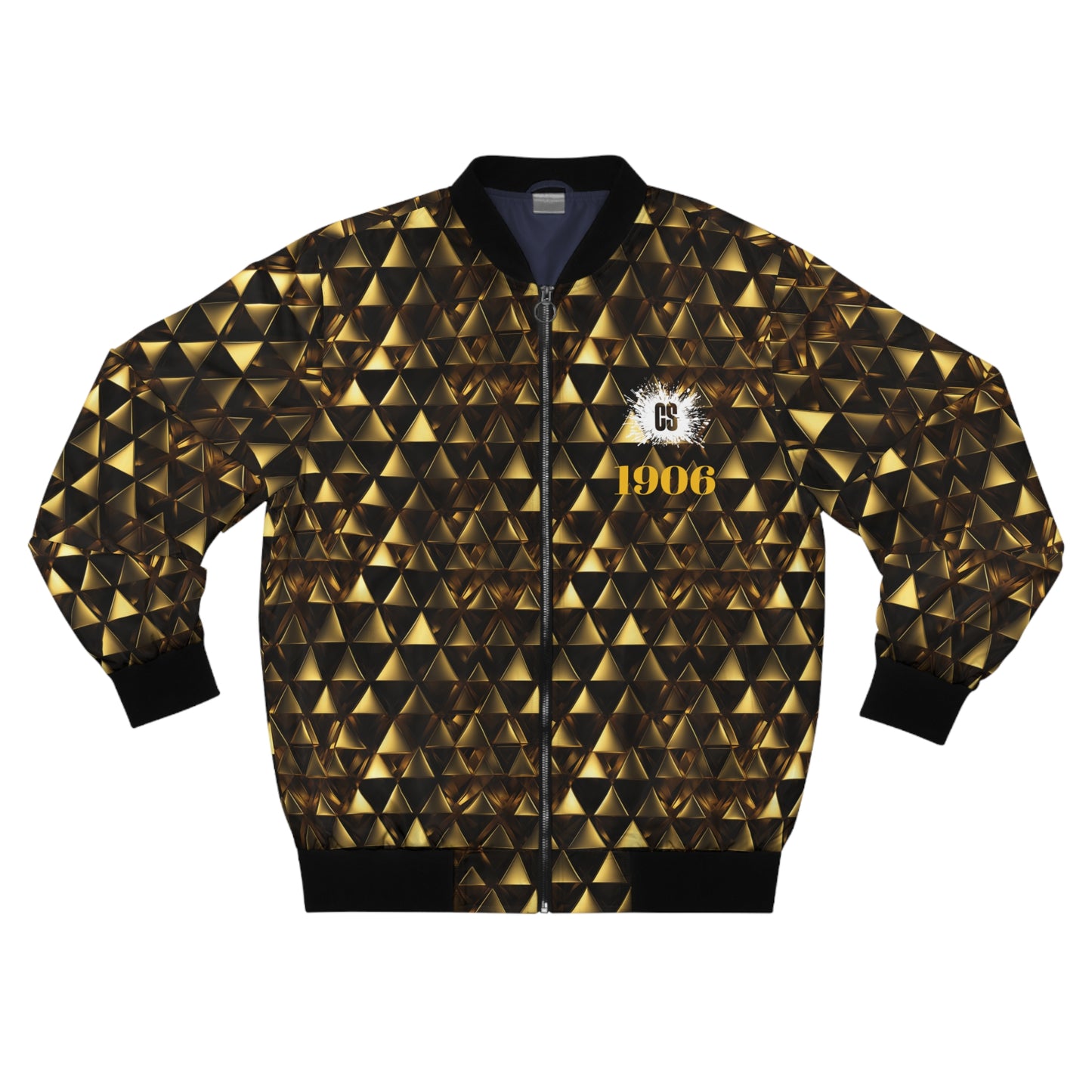 Gold & Black Pyramids 1906 Men's Bomber Jacket