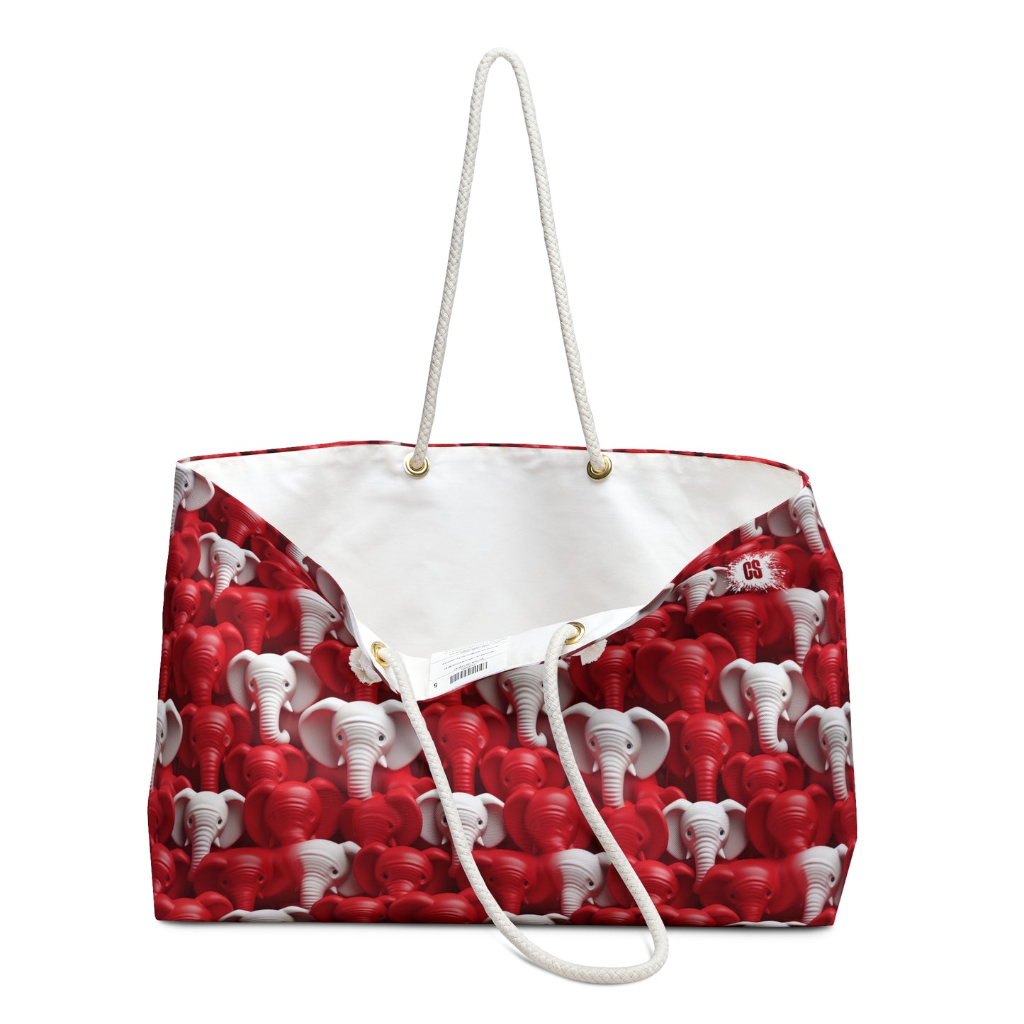 Red & White Elephants Weekender Bag